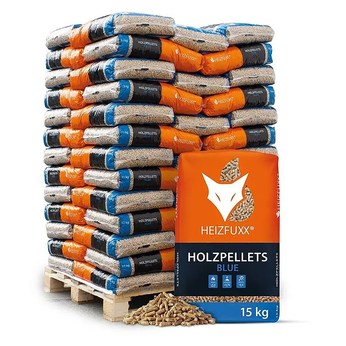 Heizfuxx Blue Holzpellets, Nadelholz, 15 kg Sack, 65 Säcke, 975 kg Palette