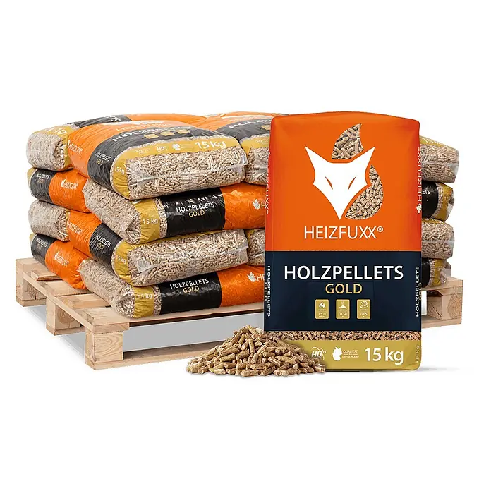 Heizfuxx Gold HD Holzpellets Nadelholz 15 kg, 20 Sack, 300 kg Palette