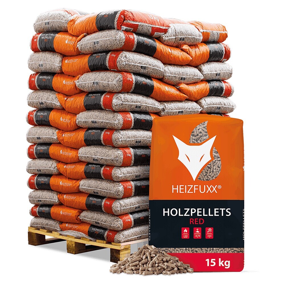 Holzpellets Hartholz, 15 kg pro Sack, 65 Säcke, 975 kg Palette